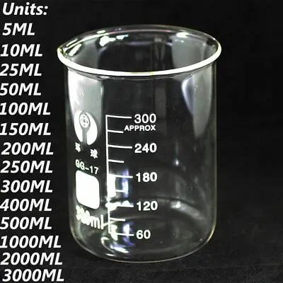 200ML-5000ML Chemistry Laboratory Glassware Beaker Beaker Borosilicate Measuring • £96.56