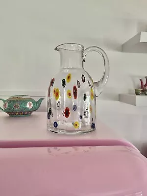 Vintage Murano Glass Pitcher Water Jug With Scattered Millefiori Or Murrine • $94.60