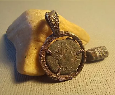 Silver Jewelry Pendant With Authentic Roman Antique Coin • $172