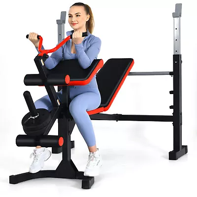 £189.99 • Buy Adjustable Olympic Weight Bench Home Gym Exercise Equipment With Squat Stand