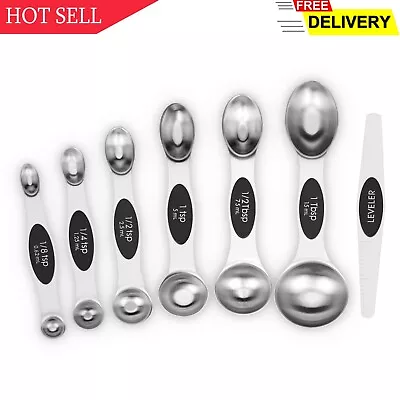 7 PCS Magnetic Measuring Spoons Set Dual Sided Stainless Steel Small Tablesp.. • $11.14