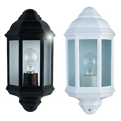 Half Lantern Outdoor Wall Light 60W E27 Black Or White • £28.99