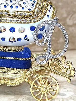 Exquisite Royal Lady Diana Faberge Egg Music 24k Gold Swarovski & Silver Coin • $1495