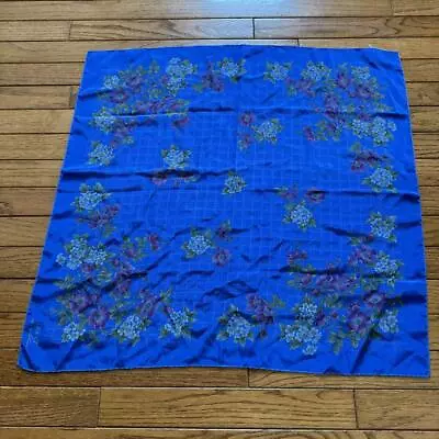 Authentic GUCCI Flower Pattern Blue Scarf Vintage 65 X 66.5cm From Japan • $74.16