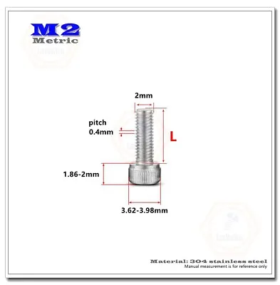 M2 304 Stainless Steel Metric Allen Hex Socket Cap Head Screw Bolt DIN912 • $5.26