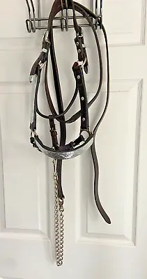 Circle Y German Silver Leather Pony Halter With Leather Lead • $100