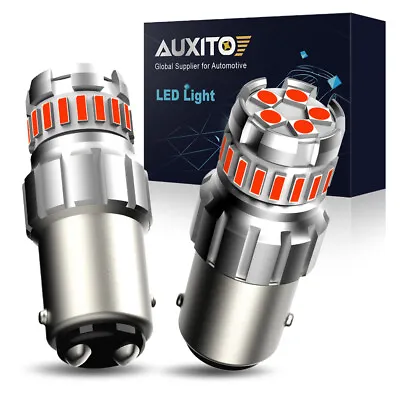 2Pc AUXITO Red LED Turn Signal Light Bulb Anti Hyper Flash 1157 BAY15D 2057 2357 • $13.29