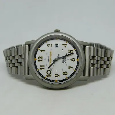 Timex Expedition Indiglo WR 50M Silver Tone Men's Watch Sz. 7 1/4  New Battery • $24.99