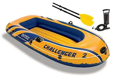 Intex Challenger 2 Inflatable 2 Person Floating Boat Raft Set W/ Oars & Air Pump • $52.29