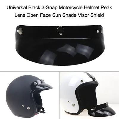 Universal 3-Snap Motorcycle Helmet Peak Open Face Sun Shade Visor Shield H6F0 • $8.32