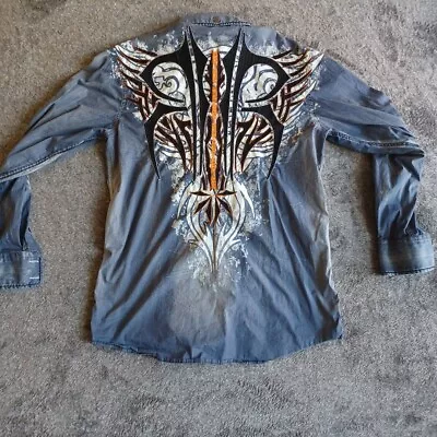 ROAR Signature Embroidered Button Up Long Sleeved Shirt Men’s M Blue • $33.99