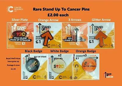 RARE! Stand Up To Cancer Pin Badges/£2 Each • £2