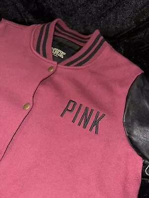 Victorias Secret Pink Varsity Collegiate Bomber Jacket Maroon • $34.99