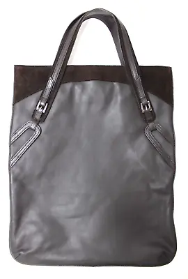 VIA SPIGA Tote Double Handle Satchel Bag Purse Brown Leather & Suede • $29.99