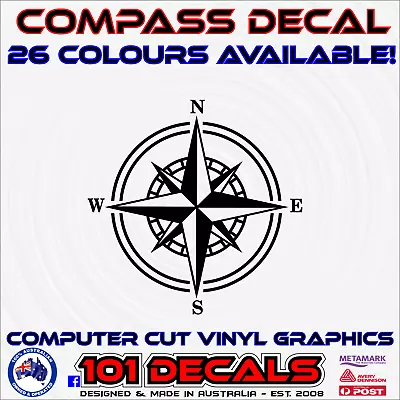 25cm COMPASS Quality Vinyl Decal Sticker For Fishing Boatcarcaravanmotorhome! • $17.95