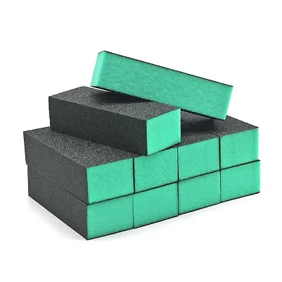 10pc Nail Buffer Blocks 3 Way Buffers Black Grit Teal Sanding Block 120/120/120 • $9.49