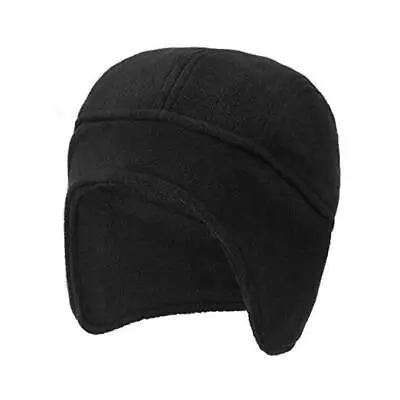  Skull Cap With Ear Flaps Winter Windproof Soft Warm Fleece Medium Black-b • $25.62