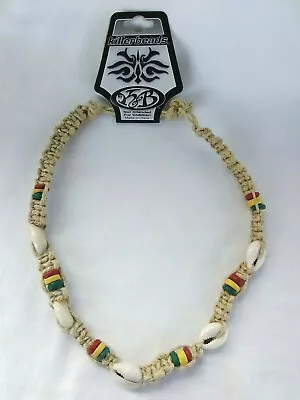 Rasta Cowrie Choker Necklace Hemp Tribal  Africa Selassie Reggae Jamaica 18  New • $13.90