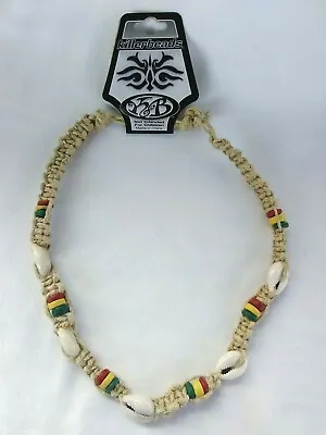 $13.95 • Buy Rasta Cowrie Choker Necklace Hemp Tribal  Africa Selassie Reggae Jamaica 20 
