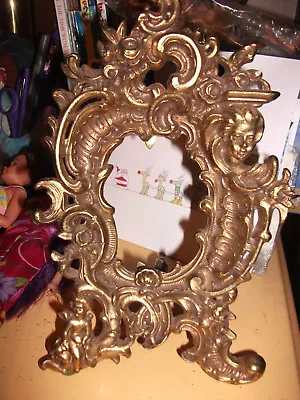 $140 • Buy Antique Cherub Angels Putti Brass Rococo Ornate Fancy Easel Stand Picture Frame