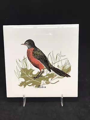 Vintage H&R Johnson LTD England 6” X 6  Ceramic Tile Trivet ROBIN By M.J. Ryan • $18.99