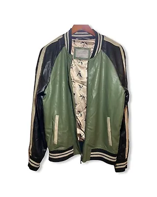 Zara Man Full-Zip Long-Sleeve Faux Leather Bomber Jacket Mens Large • $180
