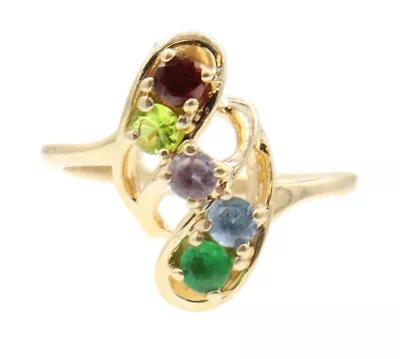 Women's Simulated Multi Color Gemstone Energy Ring In 14KT Yellow Gold - 3.6g  • $214.95