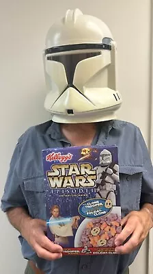 Star Wars Adult Sized Clone Trooper Helmet And Kellogg's Cereal Bilingual 2002 • $47.43