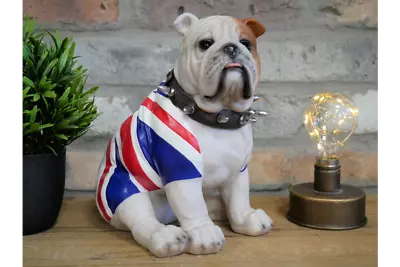 Sitting British Bulldog Sculpture Ornament Gift | Resin | Union Jack • £28.95