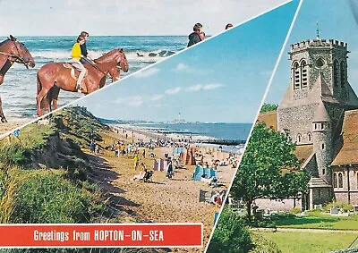 Postcard - Hopton-on-Sea - Greetings From Hopton-on-Sea - 3 Views • £2.75