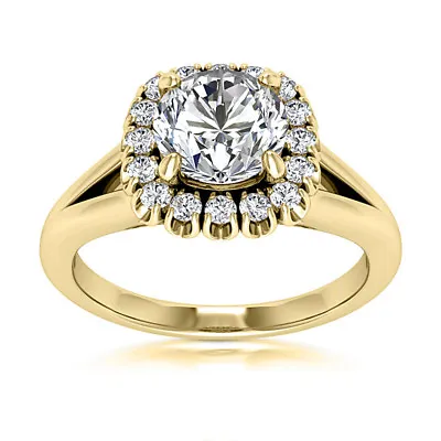 £8579.09 • Buy Halo Split Shank 2.36 Carat VS1 E Round Cut Diamond Engagement Ring 14k Treated