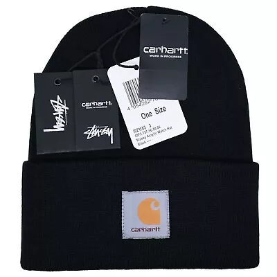 Carhartt WIP X Stussy Watch Beanie Hat In Black • $89.99