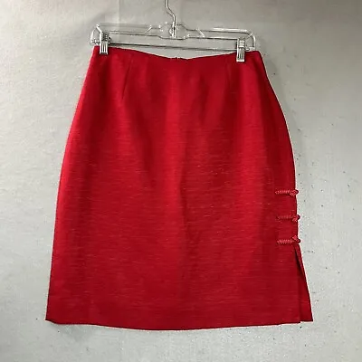 Vera Cristina Skirt Women 8 Red Silk Lined Knee Length Christmas Holiday Classic • $39.97