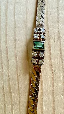 Vintage Emerald  And Diamonds Bracelet 14k Gold • $699