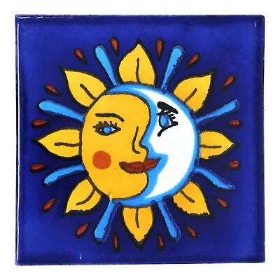 Hernan - Handmade Mexican Ceramic Talavera Large 10.5cm Tile Ethically Sourced • £1.95