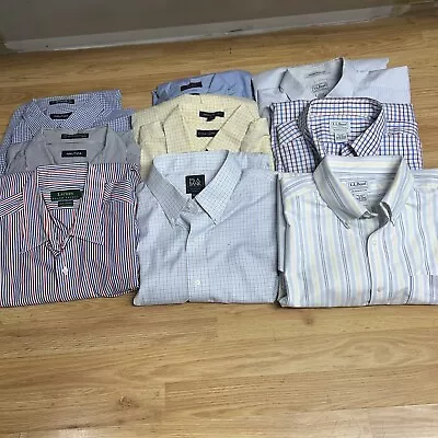 Lot Of 9 Men's 17 And 17.5  Button Down Shirts Hilfiger Lauren Jos. A Bank • $75