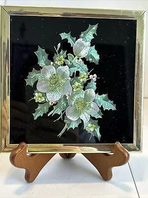 Vintage Kafka Metallic Art Framed Foil Picture Floral Bouquet 6x6  • $10.80