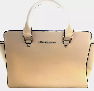 MICHAEL KORS Selma Medium Satchel Bag Saffiano Leather Beige *No Shoulder Strap* • $40