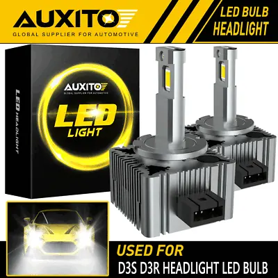 Pair AUXITO D3S D3R LED Headlight Bulbs Kit 6000K White HID Conversion Lamp EOA • $52.99