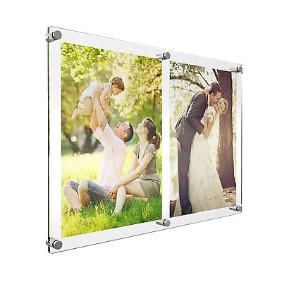 A4 Double Acrylic Photo Frame Perspex Wall Picture Holder Clear & Colour Display • £34.60