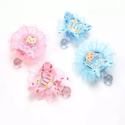 10PC Lace Acrylic Pacifier Baby Shower Favor Charm Party Gender Reveal Gift Wrap • $11.94