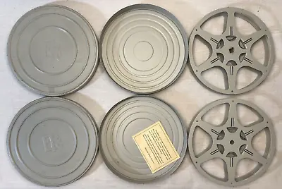 Qty 2   8mm Silver Toned Metal  7   400' Movie Reels With Metal Cans • $24.98