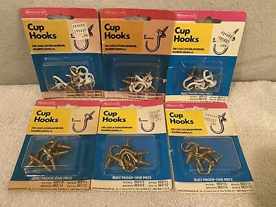 6 Packs Of Vintage Homecraft 7/8” Cup Hooks 6 Per Pack New Old Stock • $18