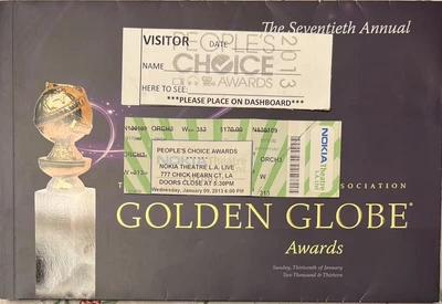$199 • Buy Golden Globes Awards Collection Original Book,  Ticket + Parking Pass 2013 Plus