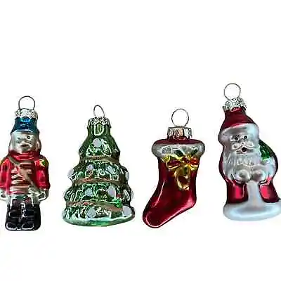 Blown Glass Mini Ornaments Lot Of 4 Christmas Tree Stocking Toy Soldier Santa • $10