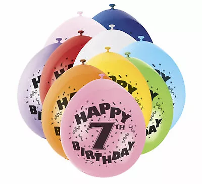 7th Happy Birthday 12 Inches  Printed Balloons For Birthday Party - 10 PACK • £2.95