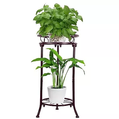 Metal Plant Stands Indoor 2 Tier Tall Plant Stand Outdoor Potted Flower Pot ... • $28.51