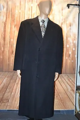 Joseph Abbound Men's 100% Wool 3 Front Button Black Overcoat Size 46L • $114.75