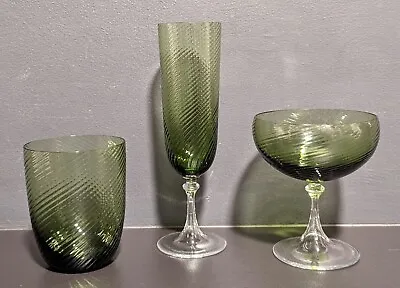 Murano Nason Moretti Idra Glass Set Of 3 - Champagne Coupe & Flute + Water Glass • $124.99