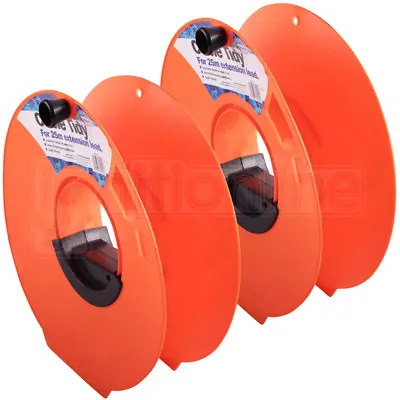 2x Orange Cable Reel Tidy Electric Wire Caravan Extension Lead 25 Metre Storage • £21.59